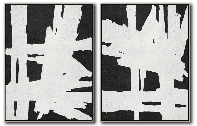 Extra Large Painting,Set Of 2 Minimal Painting On Canvas - Giant Wall Decor